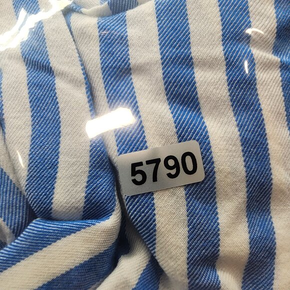 Womens Petite Ruby Rd. Blue & White Striped Blouse Top Rolled Tab Sleeve Size PL - Picture 9 of 9